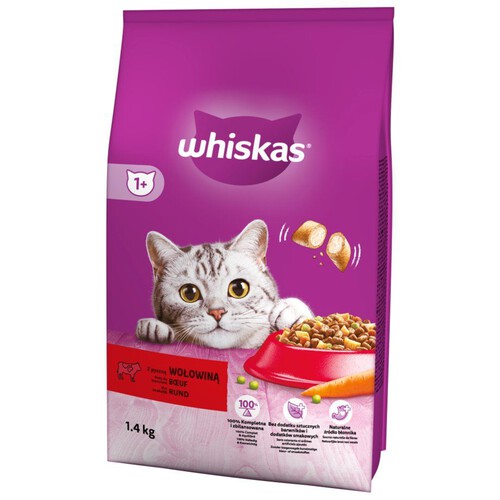 Karma sucha z wołowiną dla kota Whiskas 1,4 kg