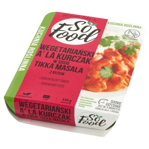 Wegetariański kurczak w sosie tikka masala z ryżem So Food 330 g