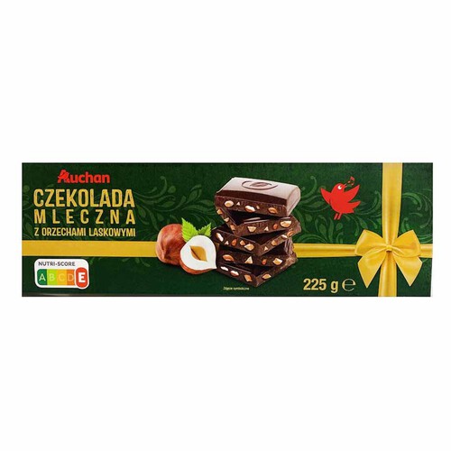 Czekolada mleczna z orzechami laskowymi Auchan 225 g