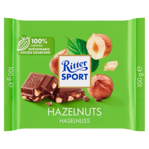 Czekolada mleczna z kawałkami prażonych orzechów laskowych (12%) Ritter Sport 100 g