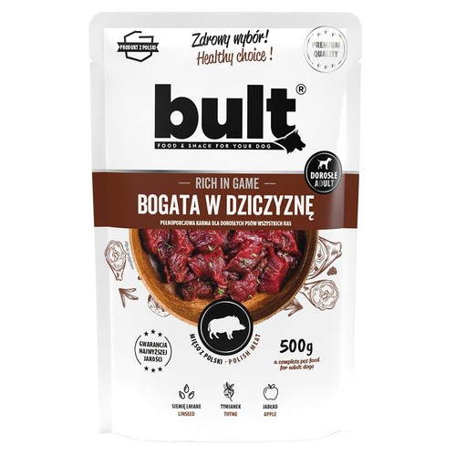 Karma mokra dla psów bogata w dziczyznę  Bult 500 g