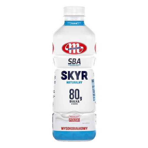 Butelka Mlekovita Skyr Naturalny, 80g białka. Produkt wysokobiałkowy z Polski.