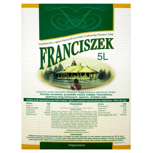 Lecznicza woda mineralna Franciszek niegazowana Uzdrowisko Wysowa 5 l