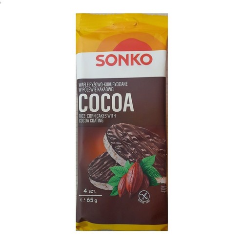 Wafle ryżowo-kukurydziane w polewie kakaowej Sonko 65 g