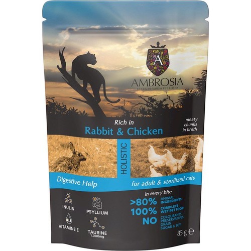 Karma mokra dla kota królik i kurczak Ambrosia 85 g