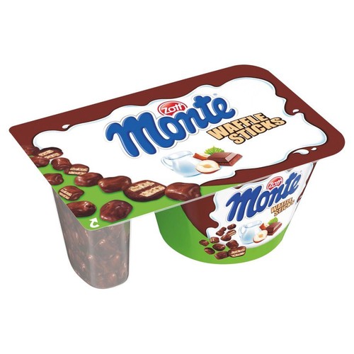 Monte deser mleczny z czekoladą, orzechami wafelkami lub płatkami w czekoladzie mix Zott 125 g