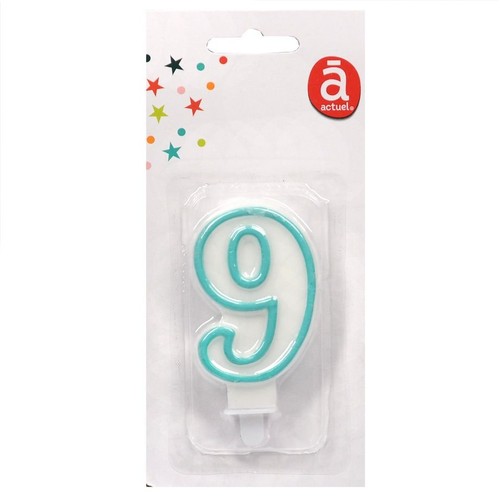 Świeczka urodzinowa "9" 7,5 cm Niebieska Actuel 1 sztuka
