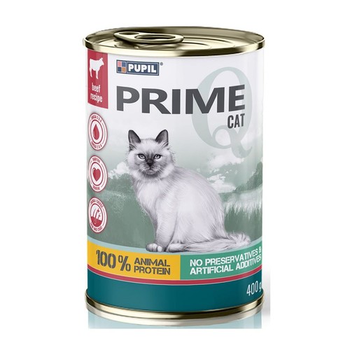 Karma mokra dla kotów bogata w wołowinę z wątróbką PRIME 400 g
