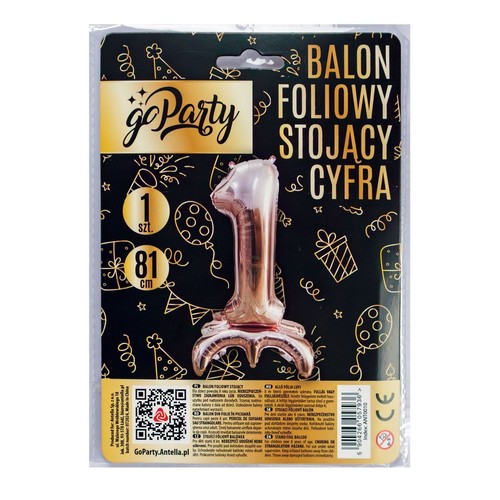 Balon foliowy stojący cyfra 1  GoParty 1 sztuka