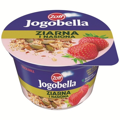 Jogobella Jogurt ziarna i nasiona brzoskwinia, truskawka mix smaków Zott 200 g