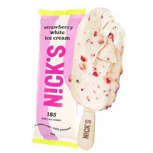 Lody Strawberry White bez cukru Nick's 90 ml