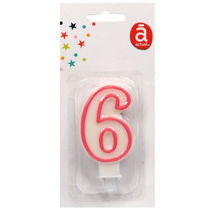 Świeczka urodzinowa "6" 7,5 cm Różowa Actuel 1 sztuka