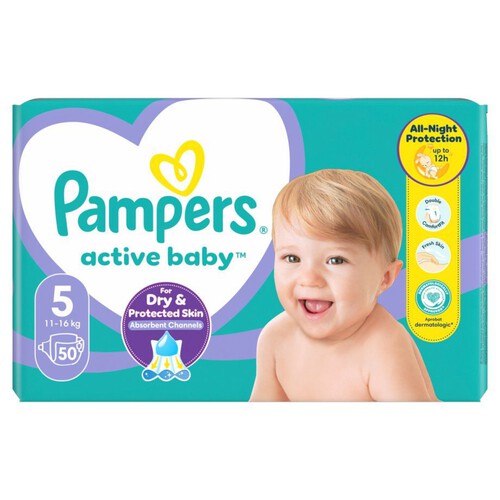 Pieluszki Active Baby 5 11-16 kg Pampers 50 sztuk