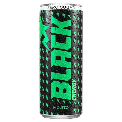 Gazowany napój energetyzujący Energy Mojito Zero Sugar z dodatkiem witamin   BLACK 250 ml