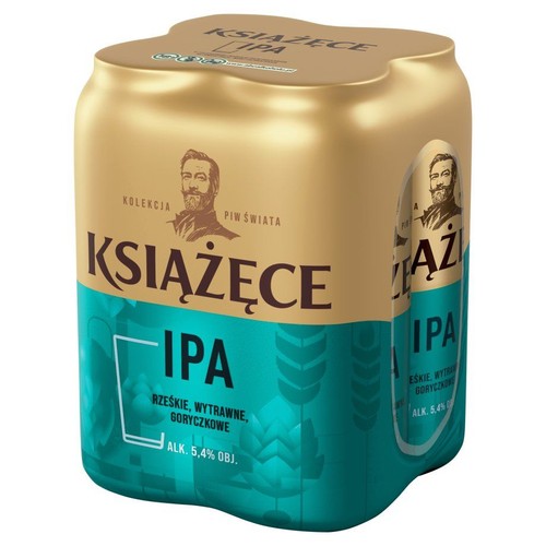 Piwo jasne IPA alk. 5,4% obj. Książęce 4 x 500 ml