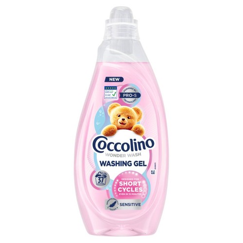 Coccolino Wonder Wash Żel do prania, 37 prań. Opakowanie z misiem. Do krótkich cykli, testowany dermatologicznie, delikatny.