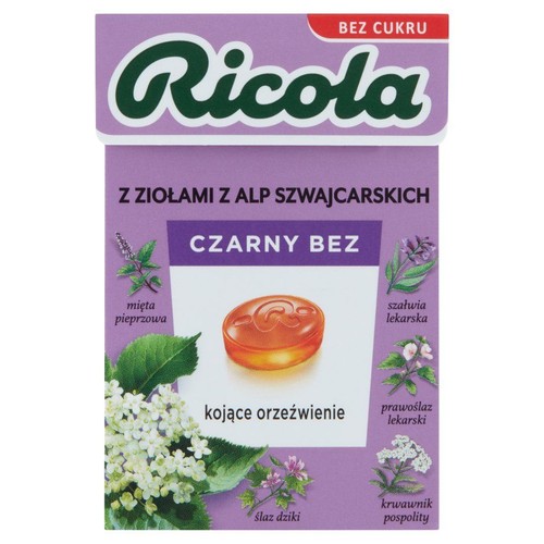 Szwajcarskie cukierki ziołowe Czarny bez  Ricola 27,5 g