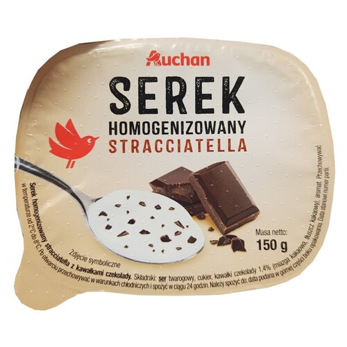 Serek homogenizowany straciatella z kawałkami czekolady Auchan 150 g