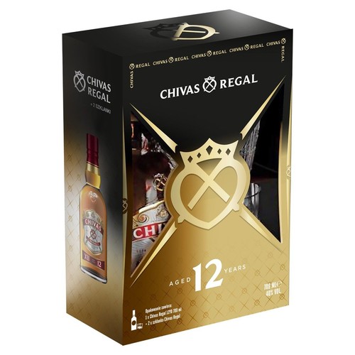Whisky szkocka blended 12YO alk. 40,0% obj. + 2 szklanki  Chivas Regal 700 ml
