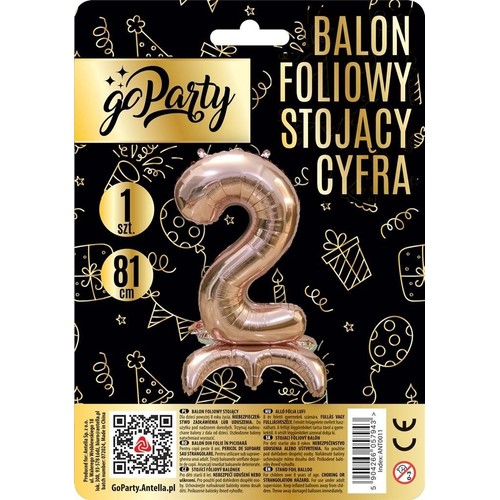 Balon foliowy stojący cyfra 2  GoParty 1 sztuka
