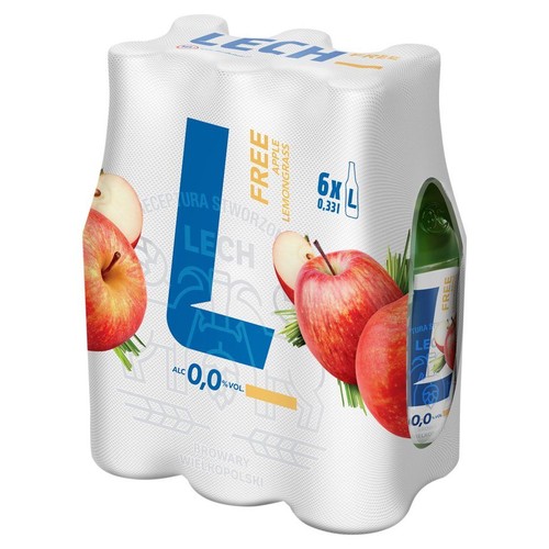 Piwo bezalkoholowe Free Lemongrass o smaku jabłka i trawy cytrynowej alk. 0,0% obj. Lech 6 x 330 ml