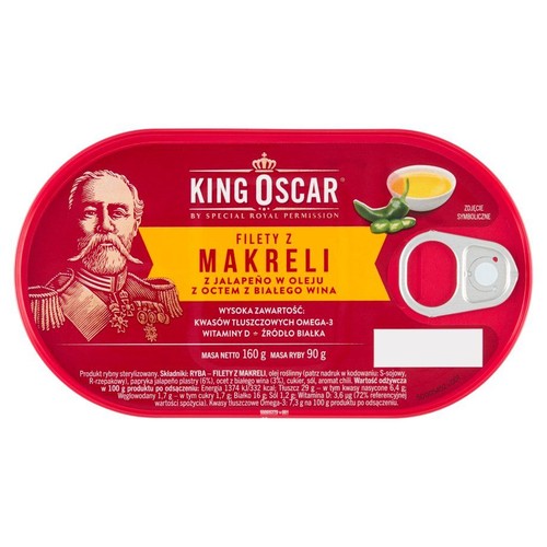 Filety z makreli z jalapeno w oleju z octem z białego wina King Oscar 160 g