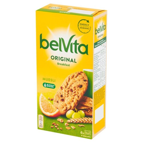 Ciastka zbożowe z musli wzbogacone w żelazo, magnez, witaminy E i B1 belVita 300 g