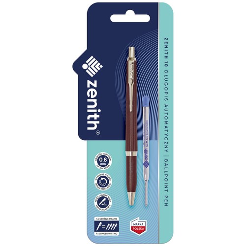 Długopis automatyczny 0,8 mm 10 Classic mix kolorów + wkład 1+1 szt. ZENITH 1 sztuka