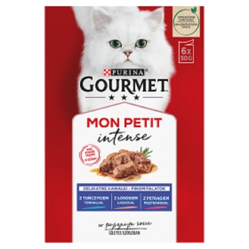 Karma mokra dla kotów z tuńczykiem łososiem i pstrągiem Gourmet 6 x 50 g