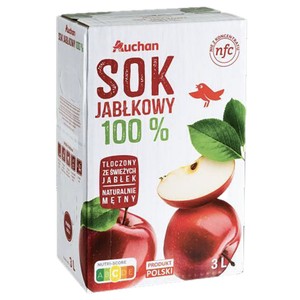 Sok jabłkowy tłoczony 100%  Auchan 3 l