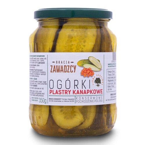 Ogórki plastry kanapkowe Bracia Zawadzcy 350 g