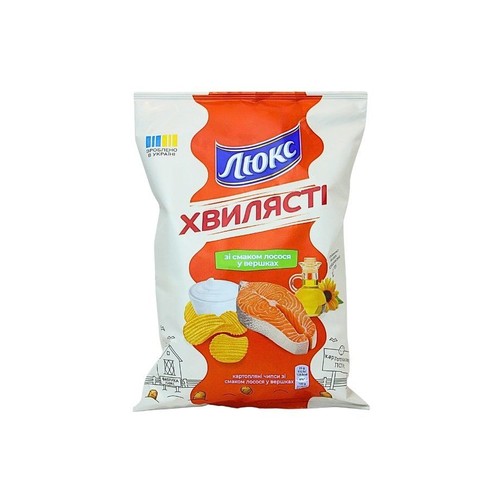 Chipsy ziemniaczane karbowane o smaku łososia w śmietance   Lyuks 125 g