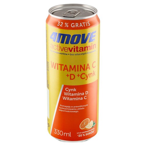 Active Vitamin gazowany napój o smaku pomarańczowym  4Move 330 ml