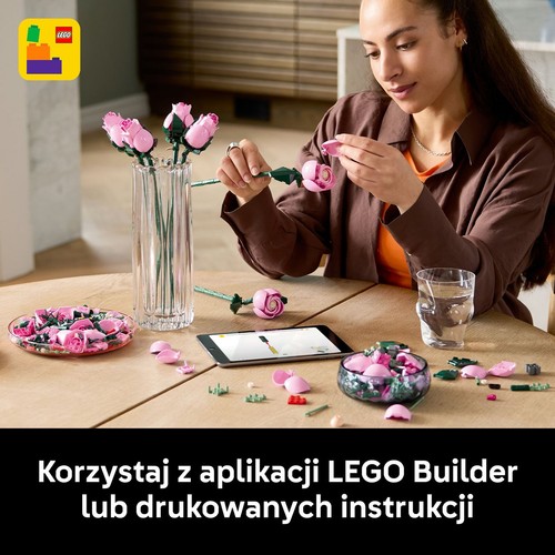 Dekoracyjny bukiet Botanicals Bukiet różowych róż 10374 LEGO 1 sztuka