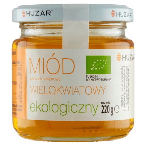 Miód pszczeli nektarowy, wielokwiatowy, ekologiczny Huzar 220 g