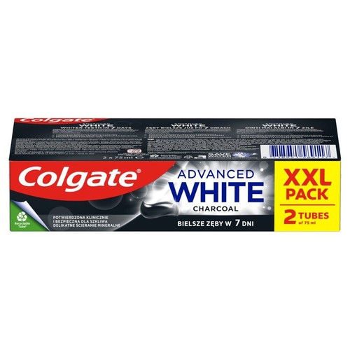 Pasta do zębów Colgate Advanced White Charcoal, podwójne opakowanie 2x75 ml.