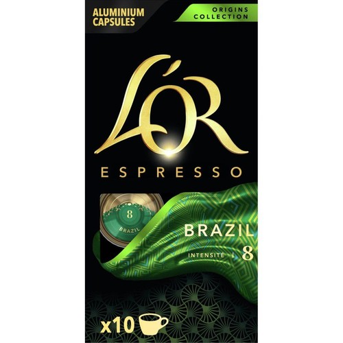 Kapsułki kawy L'OR Espresso Origins Collection Brazil. Intensywność 8, 10 sztuk.