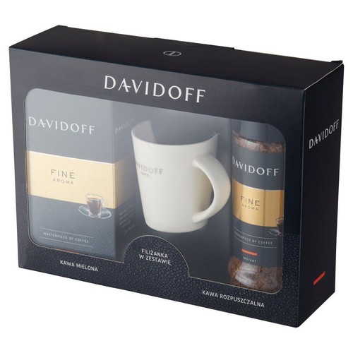 Zestaw kaw: mielona i rozpuszczalna + kubek  Davidoff 350 g