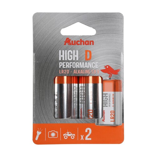 Baterie Alkaliczne D (LR20) 1,5V Auchan 2 sztuki