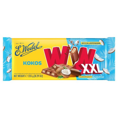 Czekolada mleczna XXL wafelki kokosowe WW 235 g