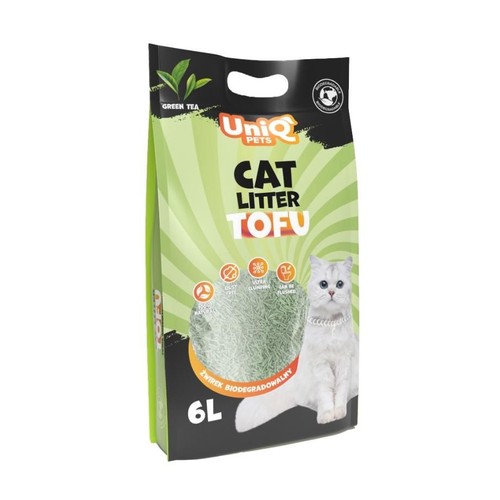 Żwirek biodegradowalny tofu zielona herbata  Uniq Pets 6 l
