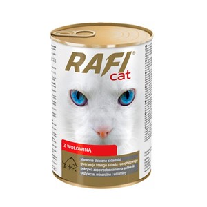 Karma mokra dla kotów z wołowiną Rafi 415 g