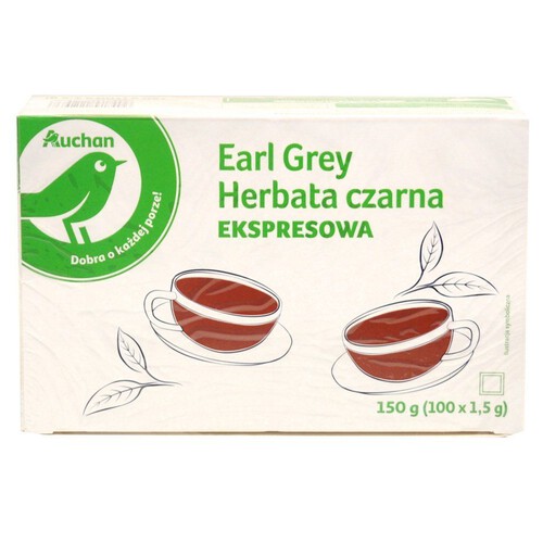 Herbata czarna ekspresowa aromatyzowana Earl Grey Auchan 100 torebek