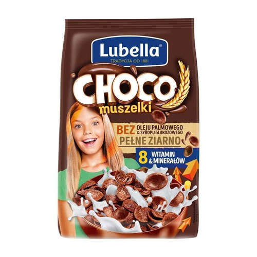 Zbożowe muszelki o smaku czekoladowym Lubella 250 g
