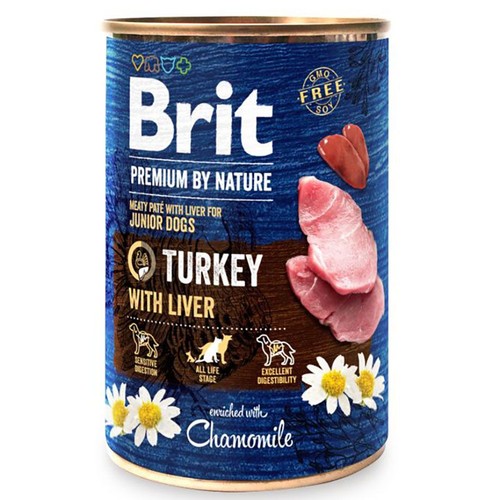 Karma mokra dla psów indyk z wątróbką Brit 400 g