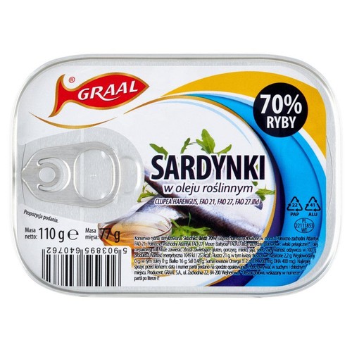 Sardynki w oleju roślinnym Graal 110 g