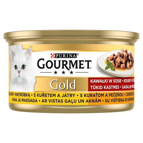 Karma dla kotów kurczak i wątróbka w sosie Gourmet 85 g