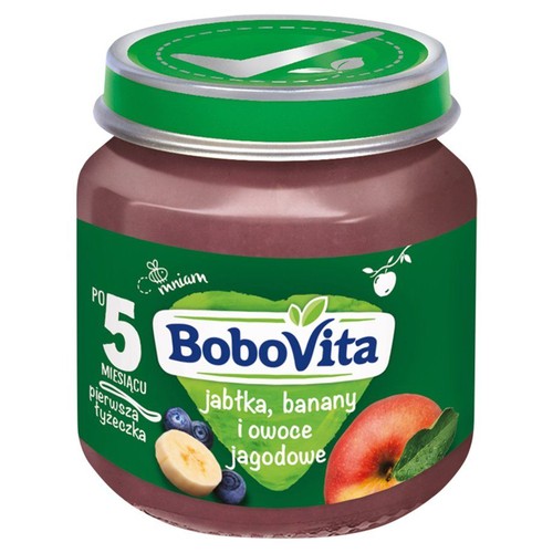 Banany, jabłka i owoce jagodowe po 5 miesiącu BoboVita 125 g