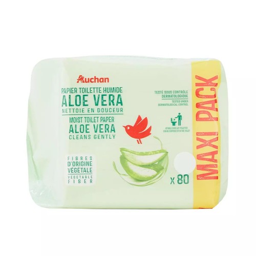 Papier toaletowy nawilżający Aloe   Auchan 80 sztuk