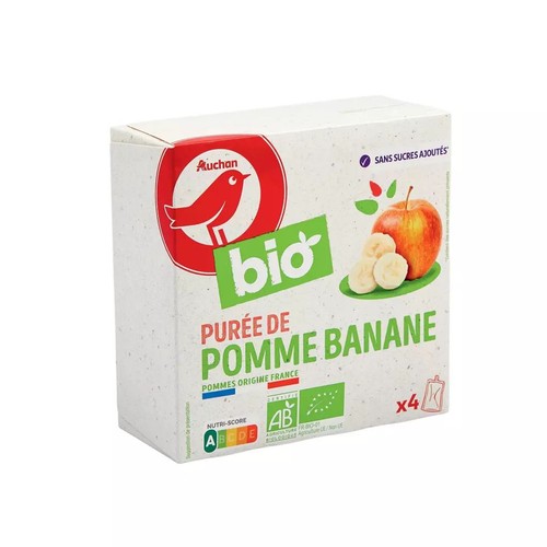 BIO Przecier owocowy jabłko - banan Auchan 4 x 90 g